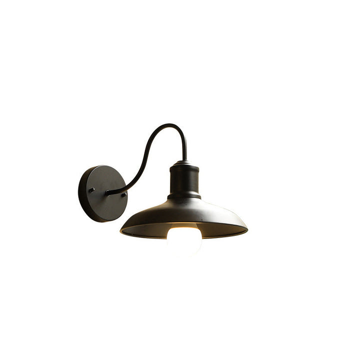 Applique Murale Extérieure Étanche en Fer Style Loft Rétro avec Dôme et Bras Courbé, 1 Lumière 