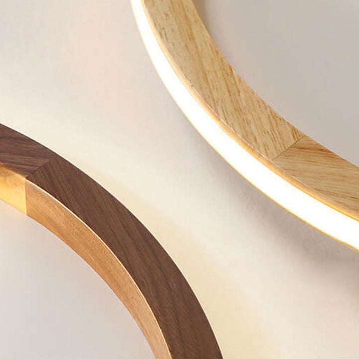 Luz de techo empotrada LED nórdica redonda de madera maciza Zen 