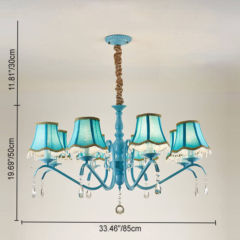 Modern Creative Cone Iron Crystal Fabric 5/6/8 Light Chandelier