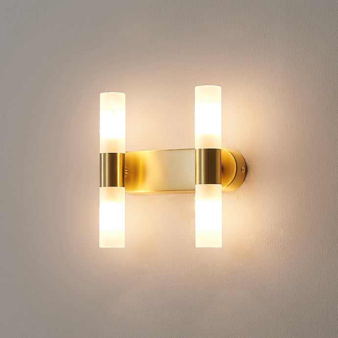 Moderne Luxuskolonne Acryl Messing 1/2/4 Licht LED Wandleuchte 