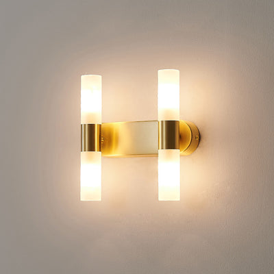 مصباح حائط LED عصري فاخر بعمود أكريليك ونحاس 1/2/4 ضوء 