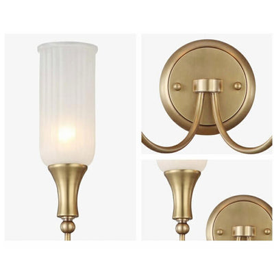 Vintage Rustic Brass Glass 1/2 Light Wall Sconce Lamp