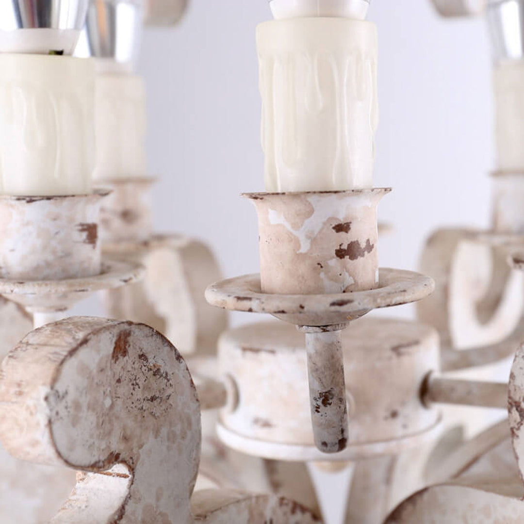Contemporary Creative Industrial Wooden Candle Design 6-Light Chandelier For Living Room