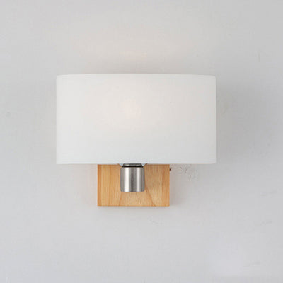 Nordic Minimalist Solid Wood Glass 1-Light Wall Sconce Lamp