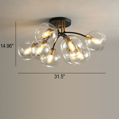 Plafonnier semi-encastré moderne en verre de luxe léger avec haricot magique rond 4/6/8 lumières 