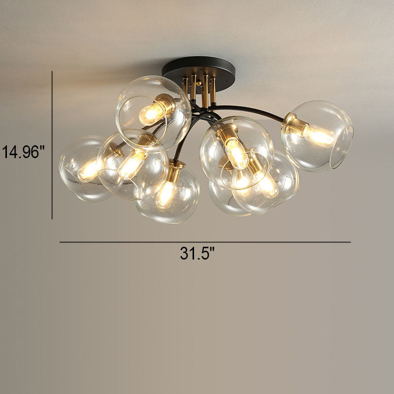 Plafonnier semi-encastré moderne en verre de luxe léger avec haricot magique rond 4/6/8 lumières 