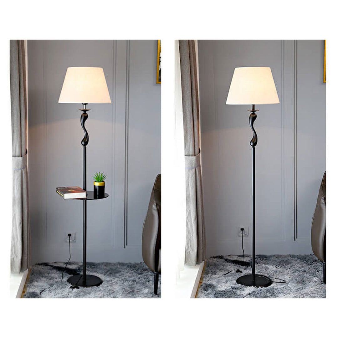 Lampe sur pied moderne et simple en tissu de lin à 1 lumière en forme de dôme en fer 