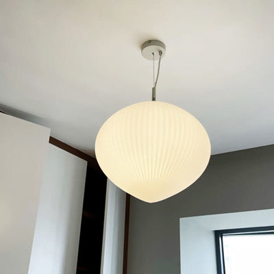 Modern Milk White Glass Oval 1-Light Pendant Light