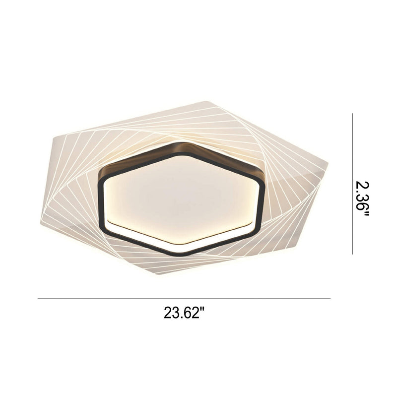 Nordic Minimalist Geometric Hexagonal LED Flush Mount Ceiling Light