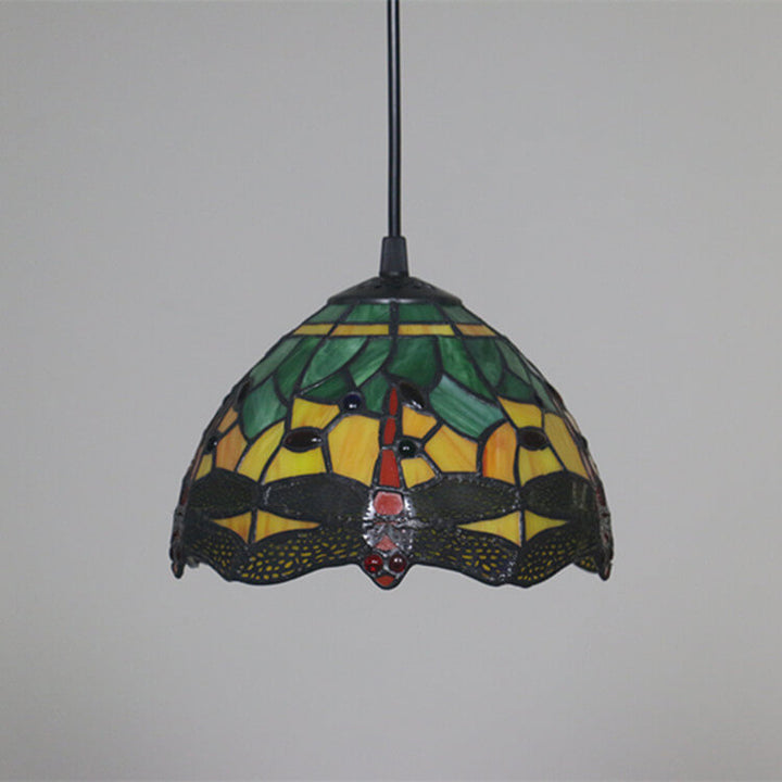 Europäische Tiffany Libelle Buntglas 1-Licht Pendelleuchte 
