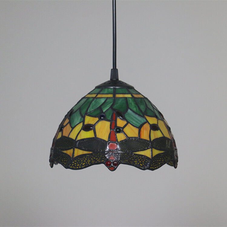 European Tiffany Dragonfly Stained Glass 1-Light Pendant Light