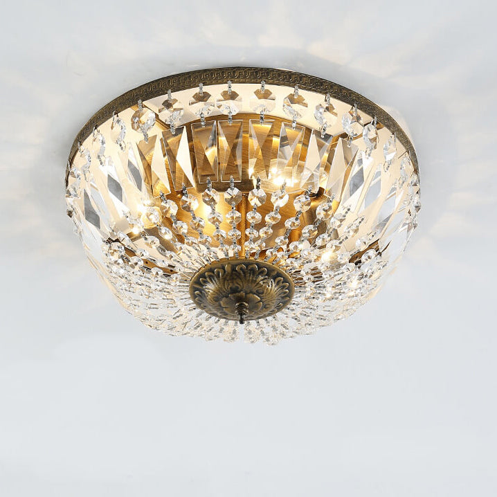 Vintage Round Crystal 4/6 Light Flush Mount Ceiling Light