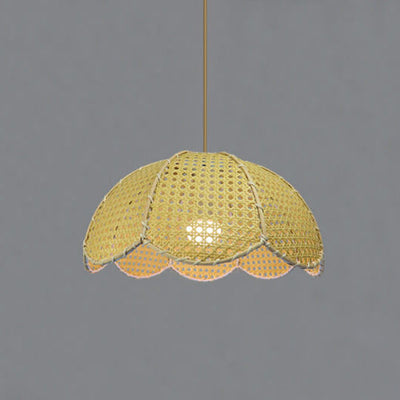 Nordic Rattan Weaving Scallop Dome 1-Light Pendant Light