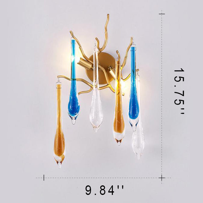 Lámpara Aplique de Pared de 2 Luces con Rama de Cristal Colorido Moderno 