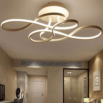 Modern Minimalist Aluminum Acrylic Line LED Flush Mount Ceiling Light