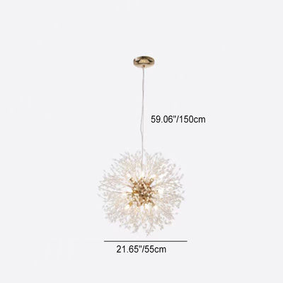 Contemporary Scandinavian Dandelion Hardware Crystal 8/9/12/16 Light Chandelier For Bedroom