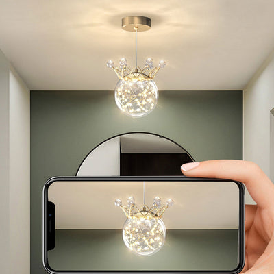 Modern Starry Crown Glass Orb LED Pendant Light