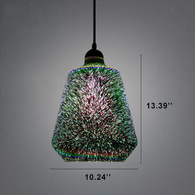 Modern Creative 3D Stained Fireworks Glass Jar 1-Light Pendant Light