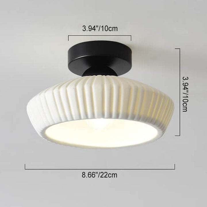 Moderne minimalistische halbhohe Deckenleuchte mit 1 Flamme aus strukturiertem Eisen und Keramik in Kegel- und Rundform für das Wohnzimmer 