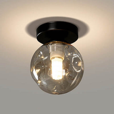 Nordic Glass Orb 1-Light LED Semi-Flush Mount Ceiling Light