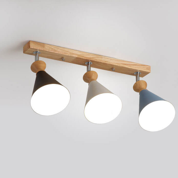 Macaron Cone Shade 3-Light Semi-Flush Mount Ceiling Light