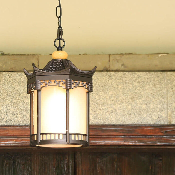 Retro chinesische wasserdichte sechseckige Laterne für den Außenbereich 1-Licht Terrassen-Pendelleuchte 