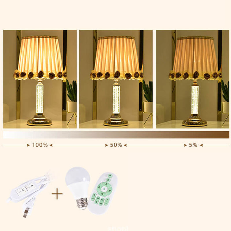 Lampe de Table 1 Lumière à Télécommande Réglable en Luminosité Cristal Européen 