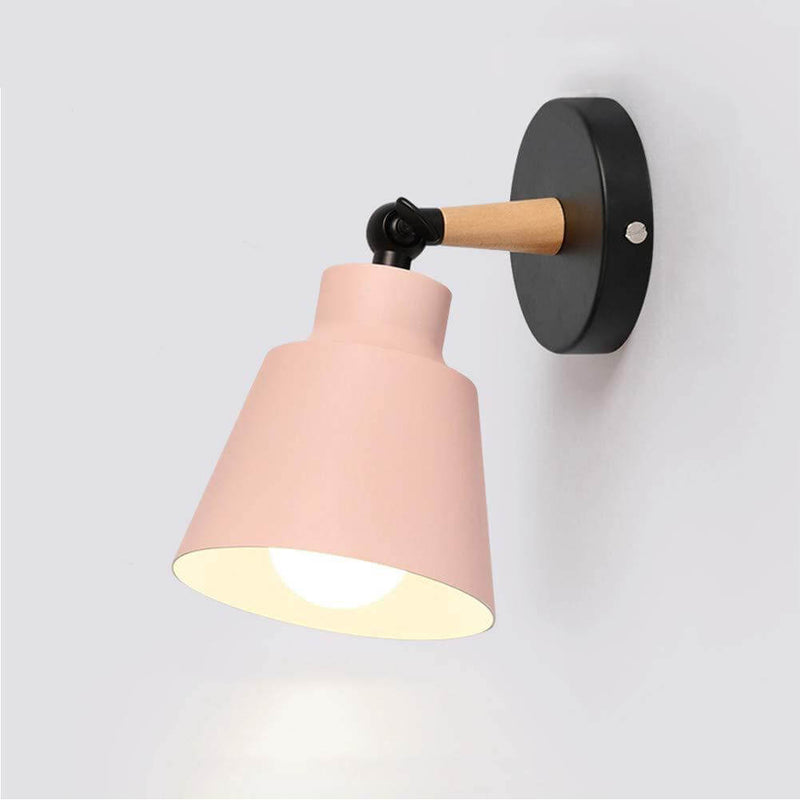 Nordic Simple Macaron Color Solid Wood 1-Light Wall Sconce Lamp