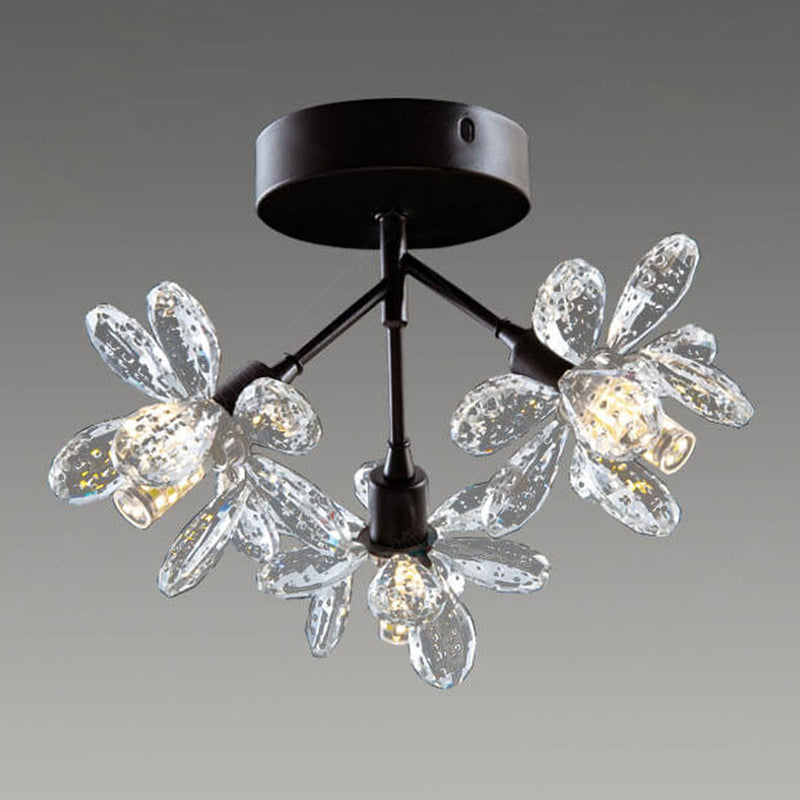 Modernes Licht Luxus-Kristallblumen-Design 3-Licht-Halbbündig-Einbauleuchte 
