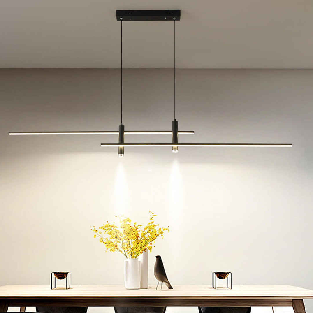 Lustre LED moderne à longue ligne avec projecteur pour îlot 