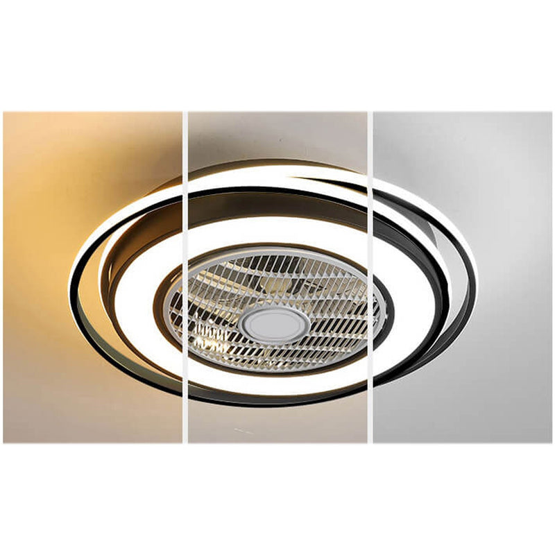 Nordic Simple Crystal Round Frame Design LED Flush Mount Ceiling Fan Light
