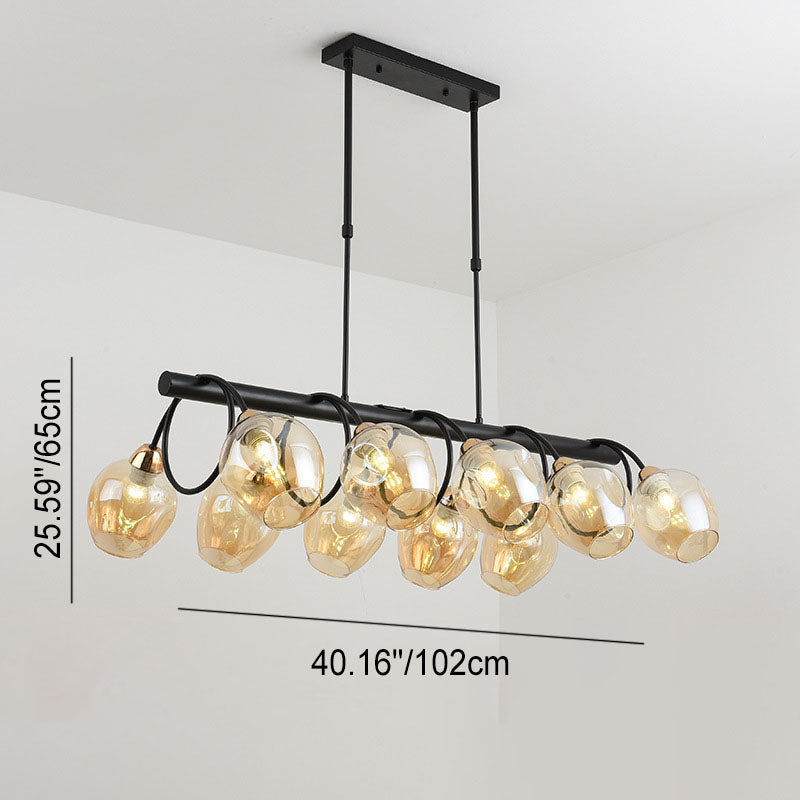 Nordic Light Luxury Gradient Glass Linear  6/8/10 Light Island Light Chandelier