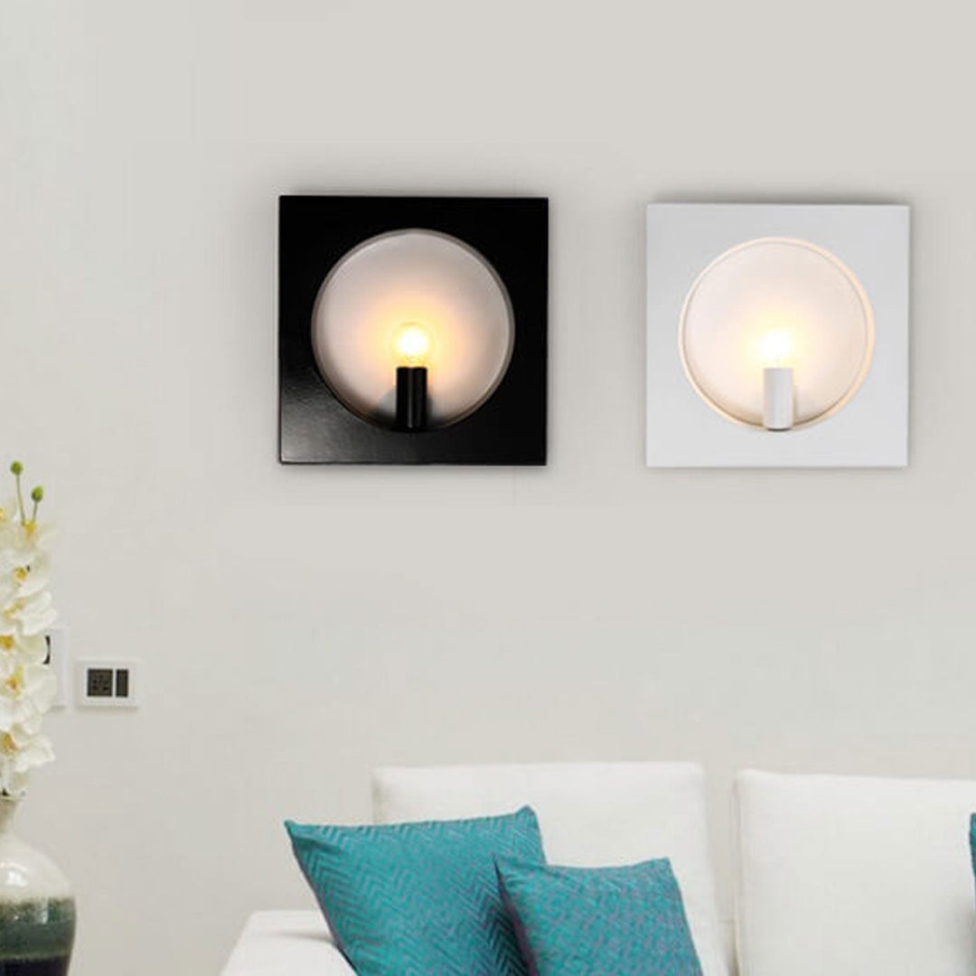 Moderne kreative quadratische/runde Wandleuchte aus Eisen mit 1 Flamme für das Schlafzimmer 