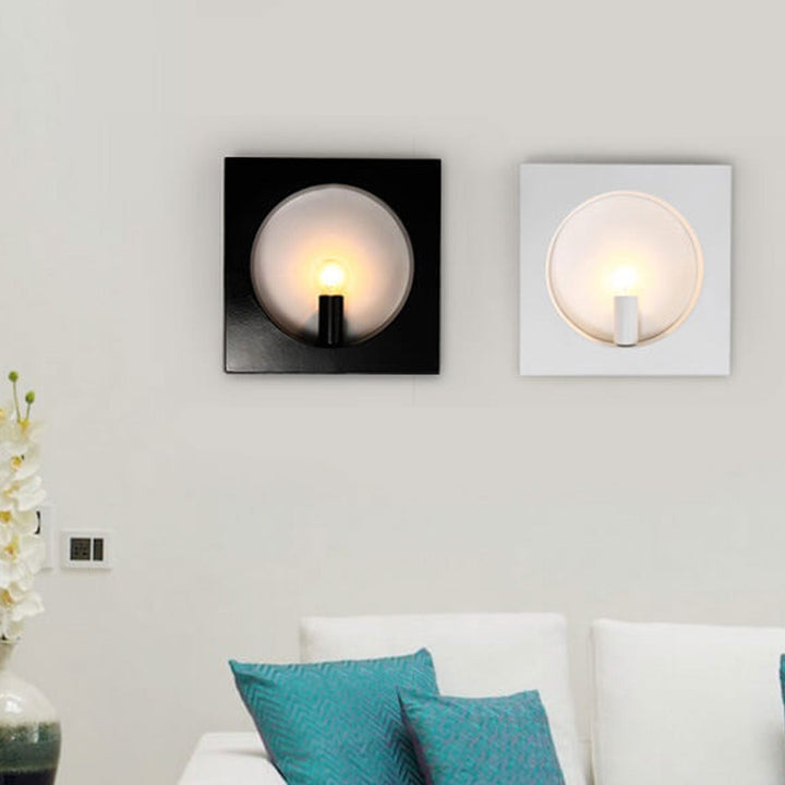 Moderne kreative quadratische/runde Wandleuchte aus Eisen mit 1 Flamme für das Schlafzimmer 