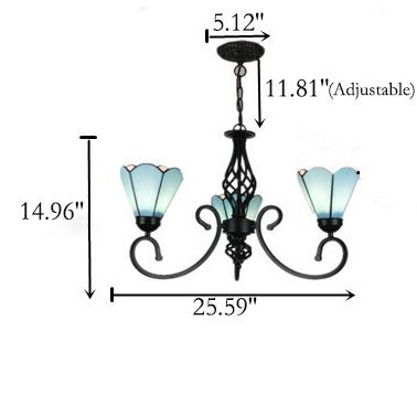 Lustre Européen Créatif en Verre Tiffany 3/5/6/8 Lumières 