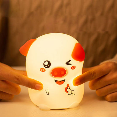 Creative Cartoon Funny Piggy Pat Silicone LED Night Light Table Lamp