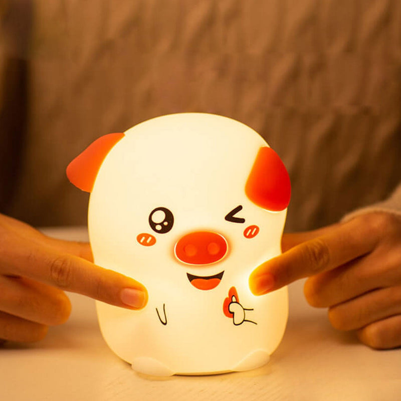 Creative Cartoon Funny Piggy Pat Silicone LED Night Light Table Lamp