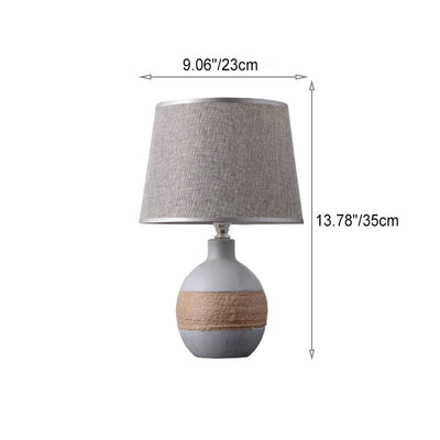 Nordic Vintage Fabric Ceramic Jar Base 1-Light Table Lamp