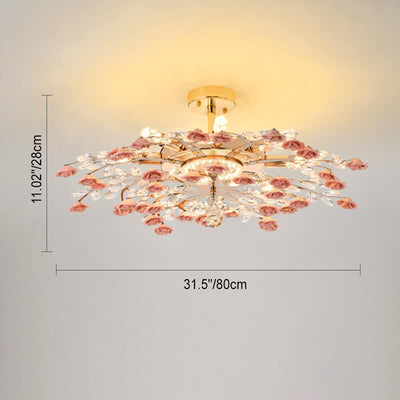 Modern Luxury Rose Iron Ceramic Crystal 6/7/8 Light Chandelier