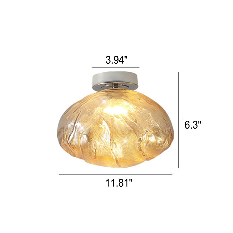 Nordic Creative Amber Glass Cloud Design LED Semi-Flush Mount Ceiling Light