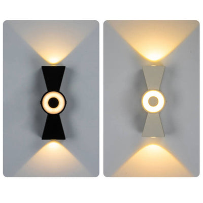 Nœud papillon créatif extérieur avec éclairage vers le haut et vers le bas, lampe murale étanche à LED pour patio 