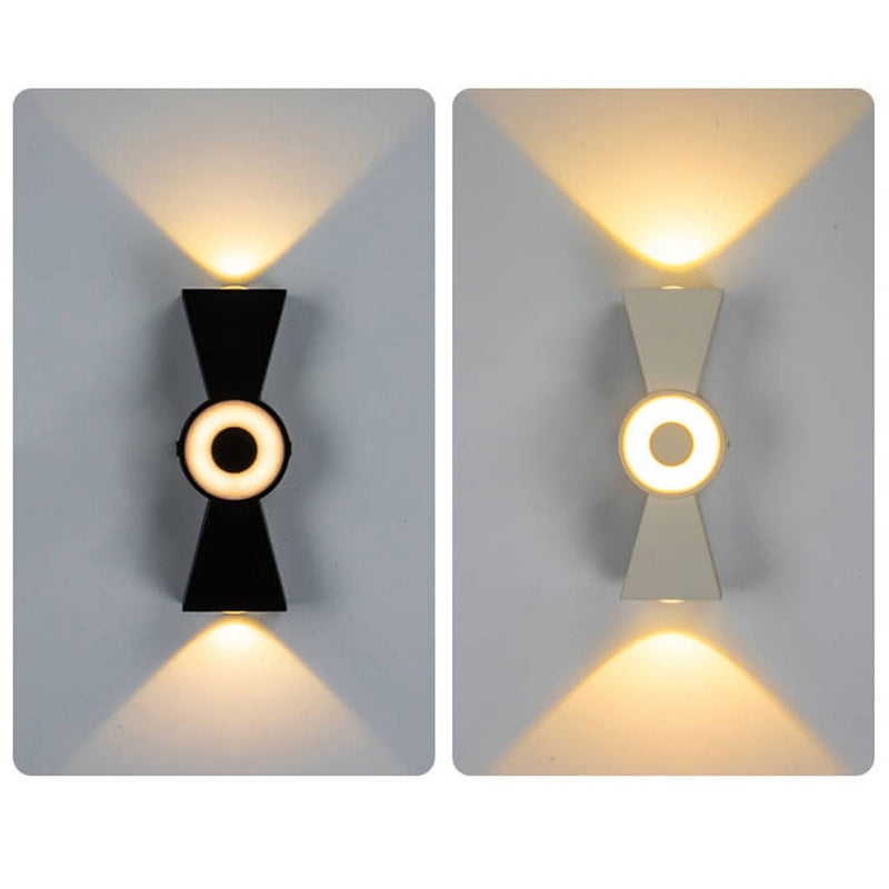 Nœud papillon créatif extérieur avec éclairage vers le haut et vers le bas, lampe murale étanche à LED pour patio 