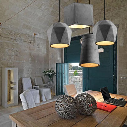 Simplicidad Industrial Lámpara Colgante Geométrica de Cemento de 1 Luz 