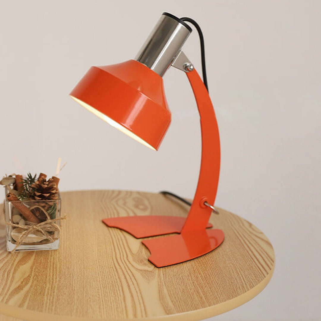 Vintage Orange Eisenkuppel-Schirm Fischschwanzfuß 1-Licht Tischlampe 