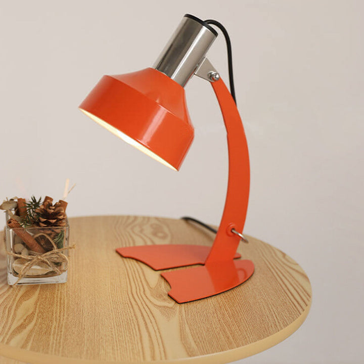 Vintage Orange Eisenkuppel-Schirm Fischschwanzfuß 1-Licht Tischlampe 