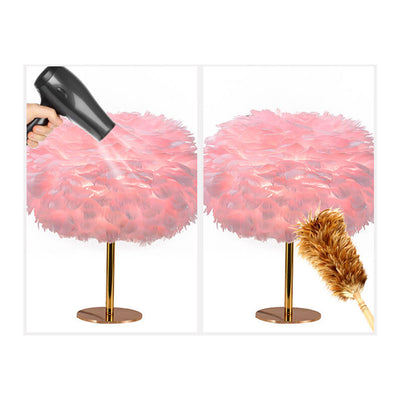 Lampe de table à 1 lumière à base ronde en plumes d'oie nordique 