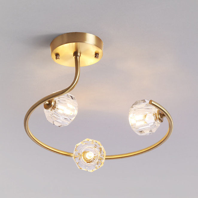 Simple Crystal Ball 2-5 Light 3 Color Changeable LED Semi-Flush Mount Lighting