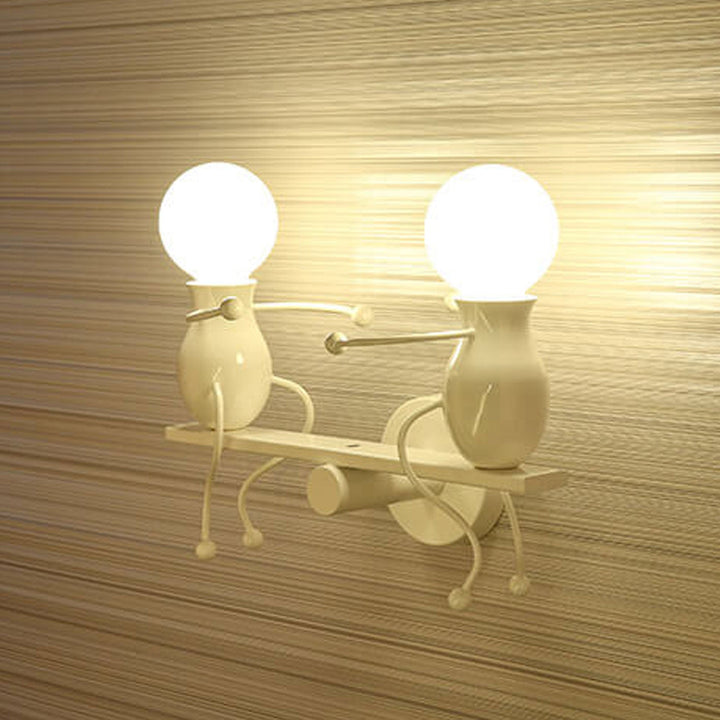 Moderna Creativa Dos Pequeñas Personas Lámpara Aplique de Pared de 2 Luces 