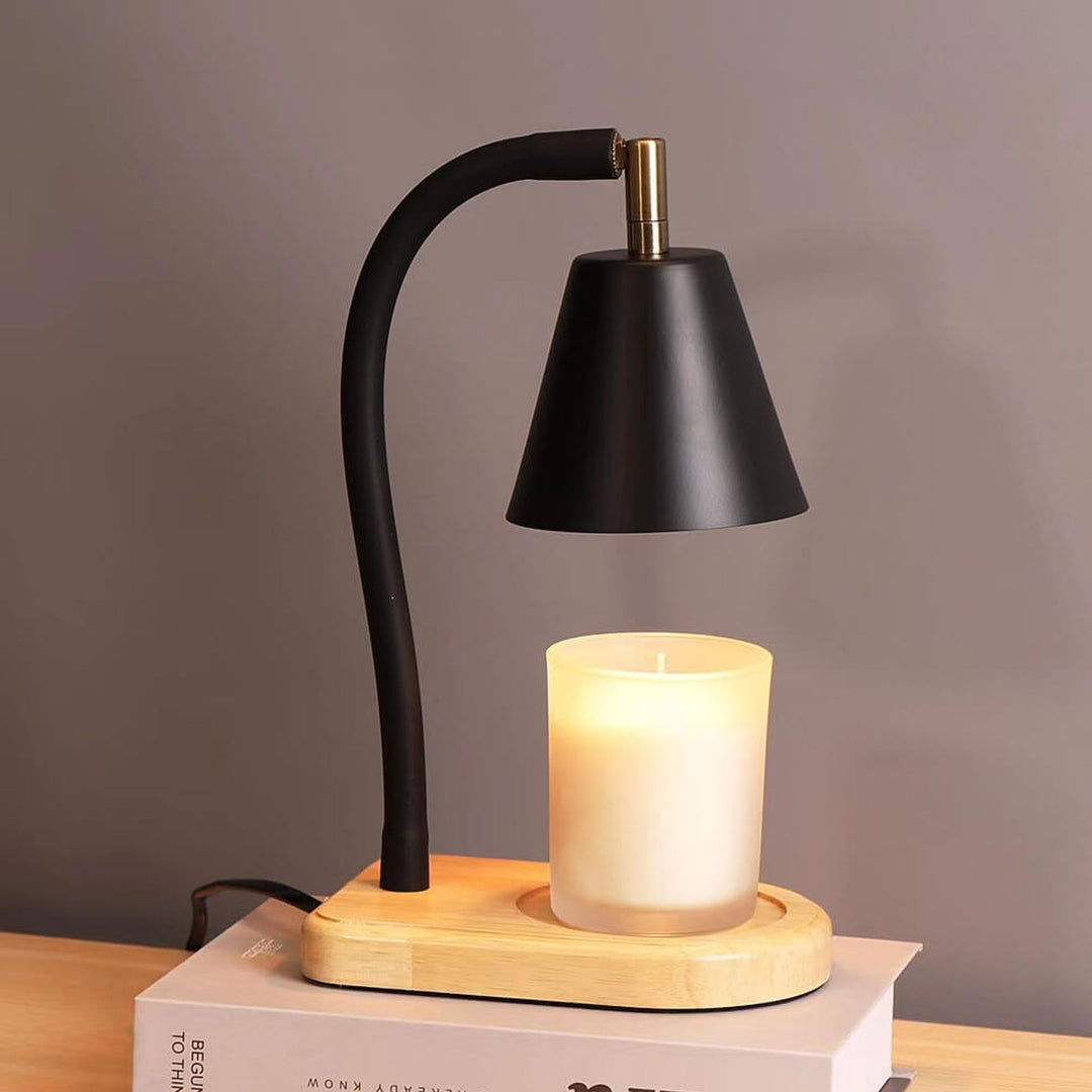 Lampe de Table à Cire Fondante à 1 Lumière avec Base en Bois de Cône Simple Nordique 