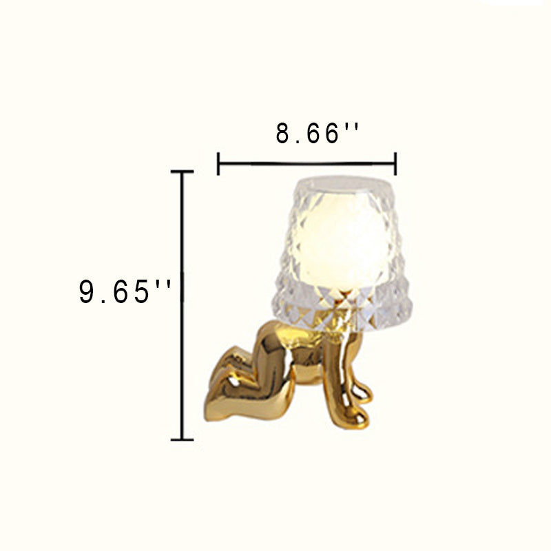 Contemporary Nordic Acrylic Lampshade Electroplating Golden Man 1-Light Table Lamp